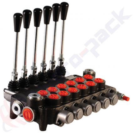 product 80 liter monoblock control valve, 6P80 , six spools , G 1/2" , open center spool image thumb